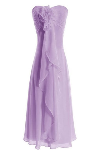 Strapless Knee-length Tiered Chiffon Dress With Flower