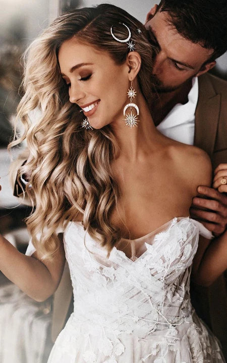 Sweetheart Criss-Cross Tulle Empire A-Line Vestido de novia sin espalda