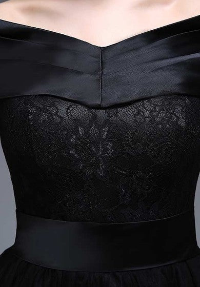 Vestido de tul de la rodilla de la rodilla del hombro V Neck V Neck