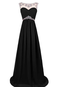 Cap-sleeved Chiffon Gown With Beaded Neckline