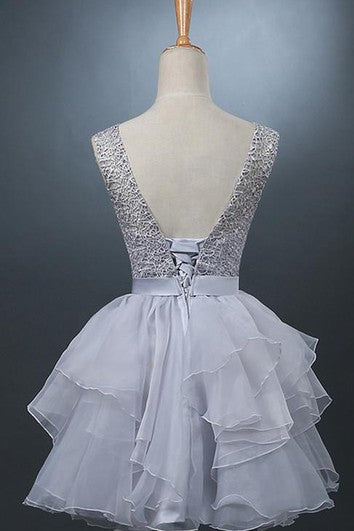 Lovely One-shoulder Short Chiffon Homecoming Dress Lace-up With Bowknot