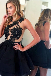 Tulle A Line Keyhole Sleeveless with Appliques Lace and Ruffles Homecoming Dress