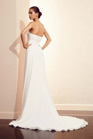 Sleeveless Floor-length Empire Long Train Dress