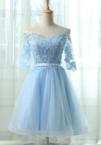 Adorable Off Shoulder A-line Organza Lace Applique Dress