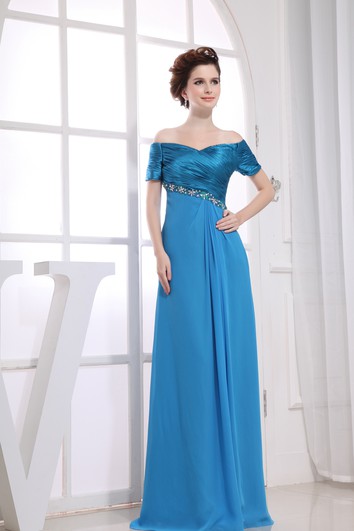 Refined Floor-Length Dress With Ruching and Beading – Ms. Grace