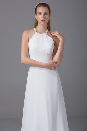 Sleeveless A-Line Long Chiffon Dress With Halter