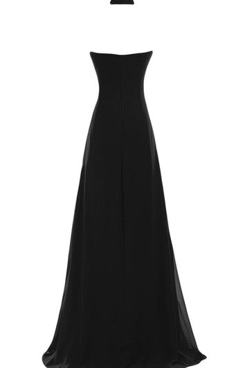 High-neck Long Chiffon Dress With Open Back