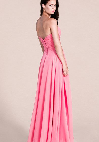 Simple Style Sweetheart Strapless Long Chiffon Bridesmaid Dress