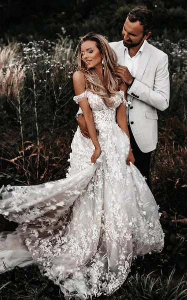 Sexy Country Off-the-shoulder Lace Wedding Dress