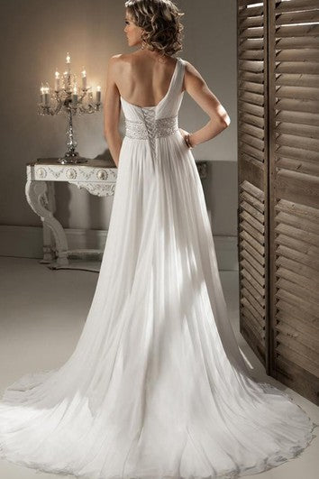 One Shoulder Bridal Gown With Craystal Embellishment Girdling