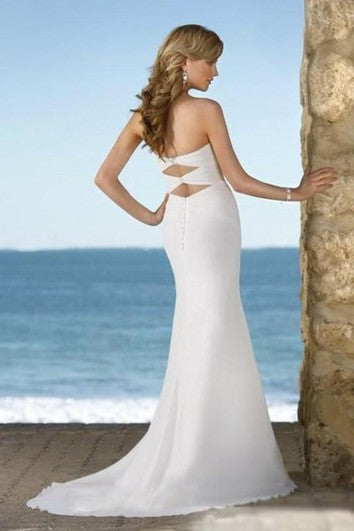 sheath Sweetheart Court Train Chiffon Wedding Dresses