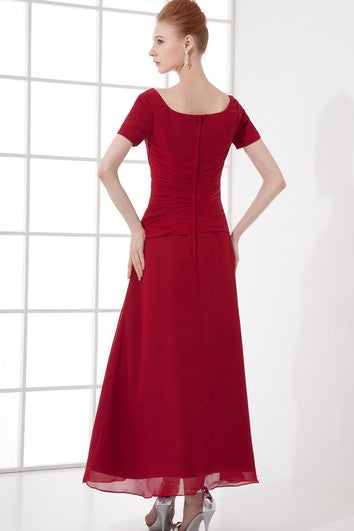 Flattering Square Beaded Ankle Length a Line Chiffon Mother of the Bride Dresses