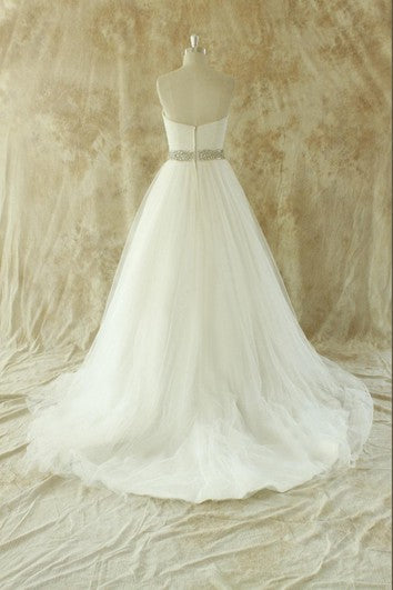 Sweetheart A-Line Strapless Tulle Gown With Beading Sash