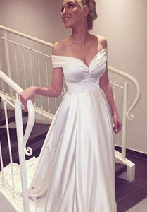 Sweetheart Off The Shoulder Long Wedding Dress With Train