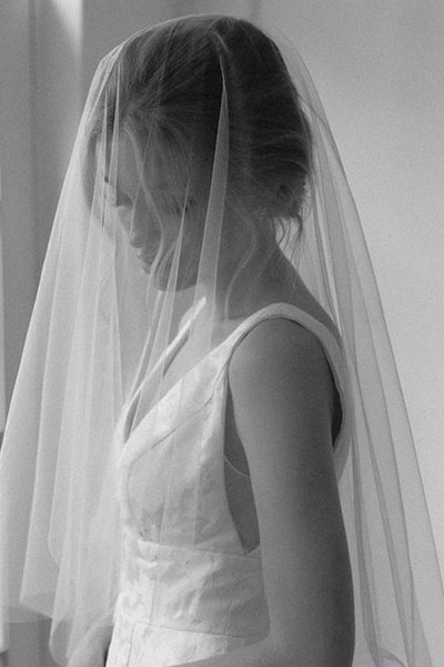 Simple Soft Tulle Fingertip Bridal Veil