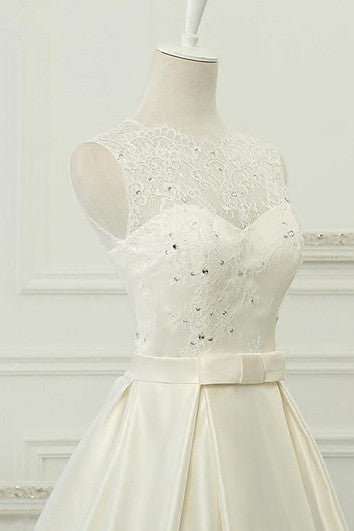 Ball Gown V-Neck Sleeveless Satin Dress with Beading