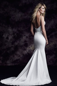 V-Shaped Neckline Satin Dress With Beading And Bandage