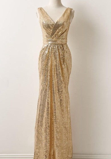 V-Neck Sleeveless Sequins Dress With Draping