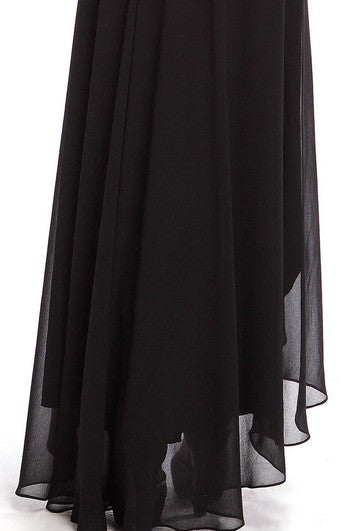 Sleeveless Asymmetrical Chiffon Dress With Illusion Style