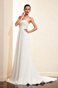 Sleeveless Floor-length Empire Long Train Dress