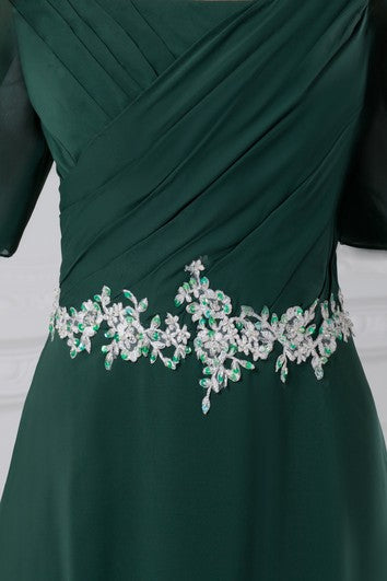 Nádherné flitrované šaty z šifónu poloviční délky do áčkového střihu pro zvláštní příležitosti