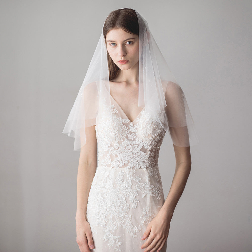 Two Tier Handmade Bridal Veils with Beads