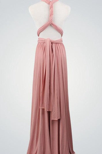 Robe de demoiselle d'honneur enveloppante rose nude infini sexy de soirée de mariée rose nude robe de demoiselle d'honneur longueur au sol