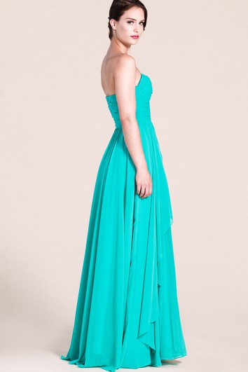 Sweetheart Layered Chiffon Dress With Pleats