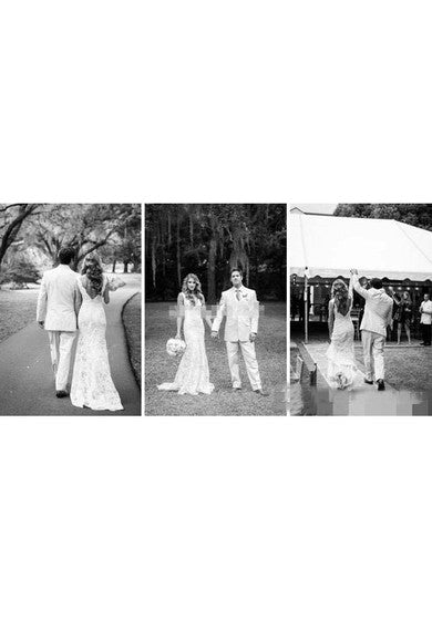 Cordero sin cuello sin cuello sin cuello sin cuello de mangas Vestido de novia de boda de verano