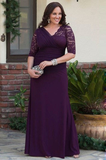 Šaty s výstřihem do V, 3/4 rukávy, pouzdrové, s krajkou a vrstvenými aplikacemi z tylu