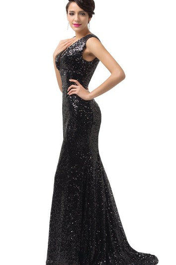 Šaty bez rukávů s výstřihem do V ve stylu mořské panny s celoplošnými flitry