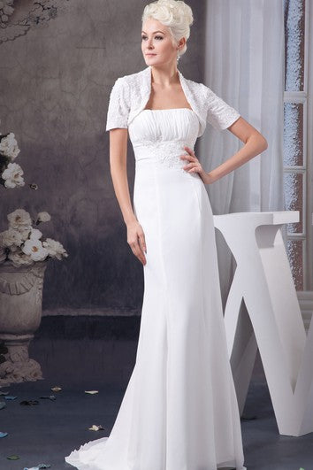 Strapless Sheath Chiffon Bolero and Dress With Lace