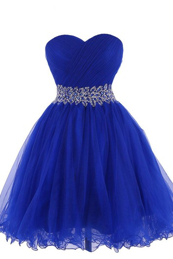 Sweetheart A-line Short Dress With Beaded Waist