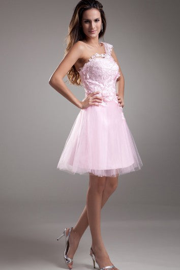 Edle Mini-Kleider mit Applikationen und einer Schulter in A-Linie, ärmellos, für besondere Anlässe