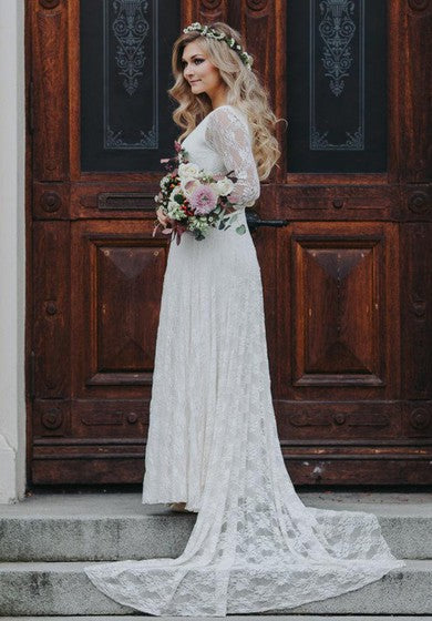 Vestido de novia de encaje de camiseta de camiseta de camiseta