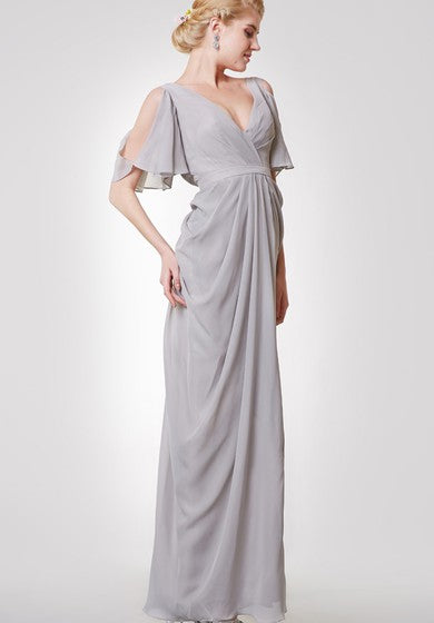 Unique Low-v Neck Off Shoulder Empire Long Dress With Straps