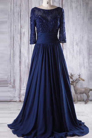 Floor-length Sweetheart Long Sleeve Chiffon&Tulle&Lace Dress With Beading&Illusion