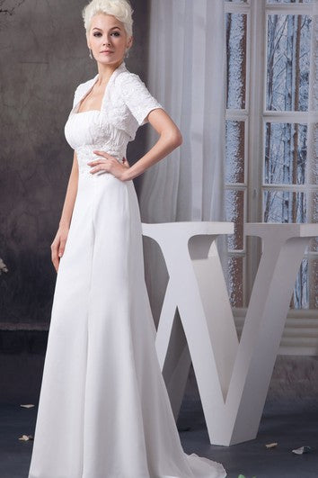 Strapless Sheath Chiffon Bolero and Dress With Lace