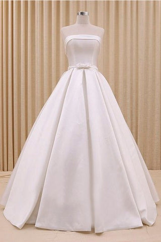 Strapless Princess Lace-up Wedding Dress With Ruching And Bow Delicated Belt