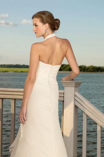 sheath V-neck Halter Chiffon Wedding Dress