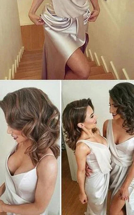 Vestido de dama de honor delantero delantero del espagueti