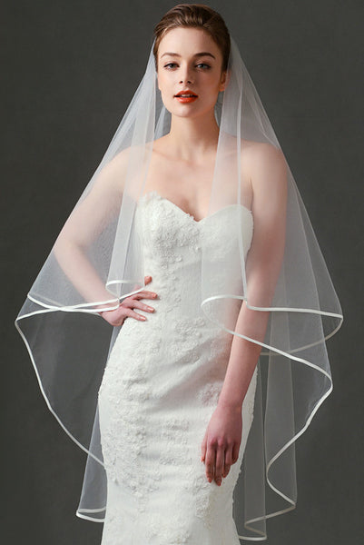 Simple Ethereal Two Layered Tulle Wedding Veil