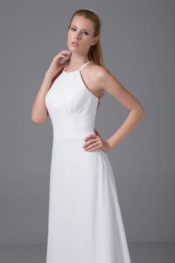 Sleeveless A-Line Long Chiffon Dress With Halter