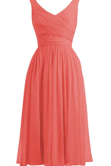 Elegant Sleeveless Basque Waist Chiffon Dress