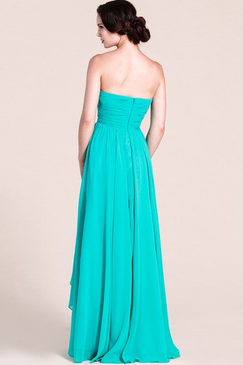 Sweetheart Layered Chiffon Dress With Pleats