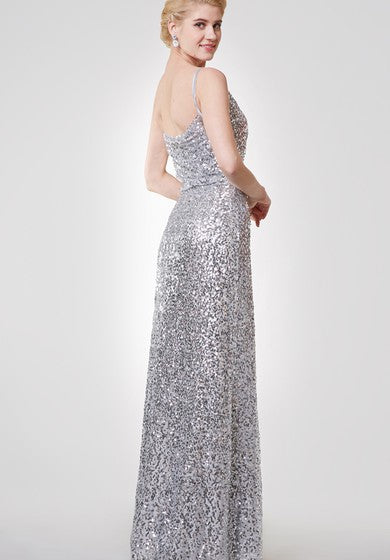 Unique Spaghetti Straps V-neck Sequined Long Dress