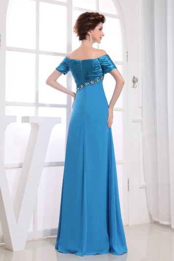 Refined Floor-Length Dress With Ruching and Beading