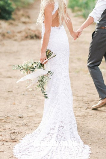 Abito da sposa da sposa con guaina in pizzo romantico in pizzo