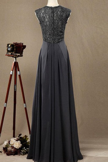 Floor-length Strapped Chiffon&Lace Dress