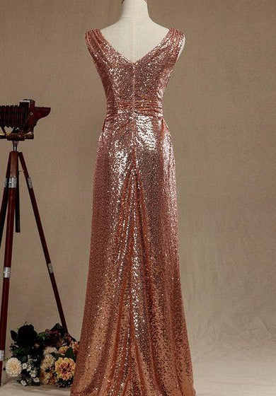 Šaty s výstřihem do V, áčkového střihu, plisované, dlouhé, flitrované, se zadním výstřihem do V